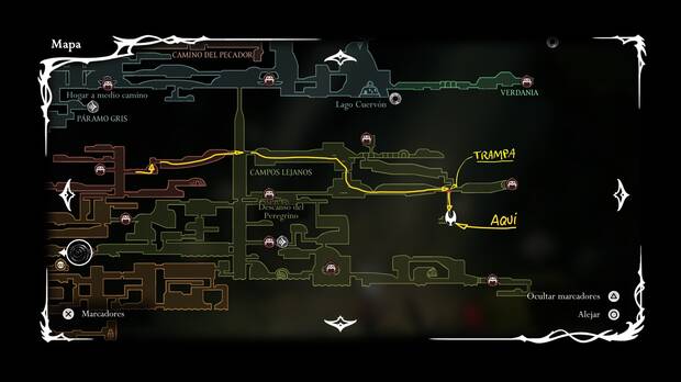 Hollow Knight Silksong - Localizacin en el mapa del jefe final Gurr El Proscrito