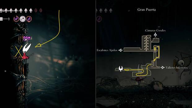 Hollow Knight Silksong - Localización en el mapa del jefe final Seth Guardián del Santuario