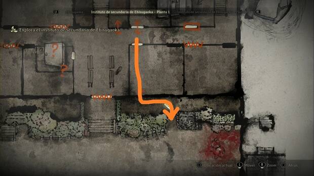 Silent Hill f - Rompecabezas de la Llave de las escaleras, punto por el que salir al patio sur por el aula del pasillo este