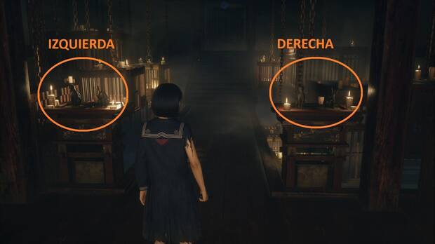 Silent Hill f - Puzle de la luz en la Sala de culto, estatuas frente al altar