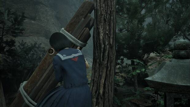 Silent Hill f - Ebisugaoka (IV), Hinako aparta unas tablas de madera junto a la cabaña