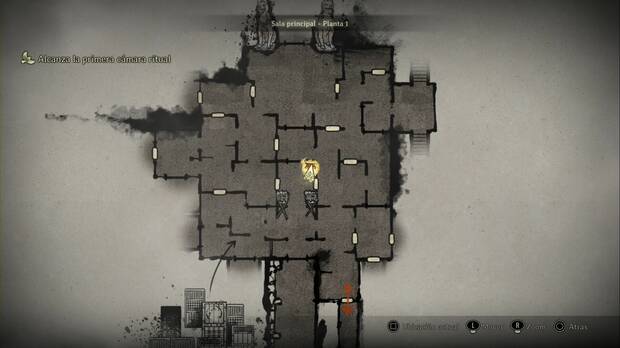 Silent Hill f - Sala principal, mapa de la planta baja con el hokora señalado