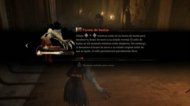 Silent Hill f - Sala principal, tutorial de la forma de bestia