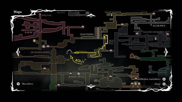 Hollow Knight Silksong - Localizacin en el mapa del jefe final Nyleth