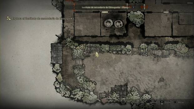 Silent Hill f - Puzle de la Llave de las escaleras, ubicación de la llave en el patio sur en dificultad Difícil