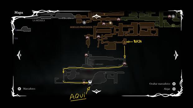 Hollow Knight Silksong - Localización en el mapa del jefe final Lace perdida