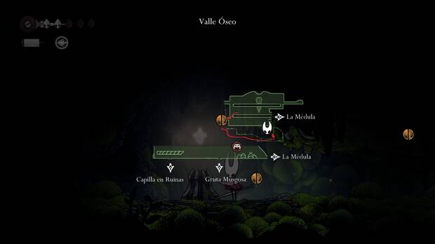 Hollow Knight Silksong - Ubicación en el mapa del fragmento de carrete 01