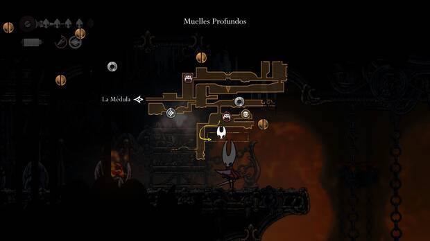 Hollow Knight Silksong - Ubicación en el mapa del fragmento de carrete 02