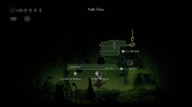 Hollow Knight Silksong - Ubicación en el mapa de la herramienta Ojo del druida