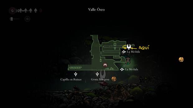 Hollow Knight Silksong - Localización en el mapa de la baya musgosa 02 de la misión Recolección de bayas