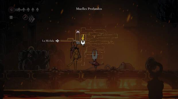 Hollow Knight Silksong - Ubicación de la comerciante Shakra y el mapa de Muelles Profundos