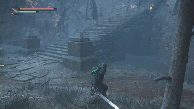 Hell is Us - Bosque de Senedra, tnel bajo las escaleras que llevan a la Torre donde se encuentra el signo Hostilidad