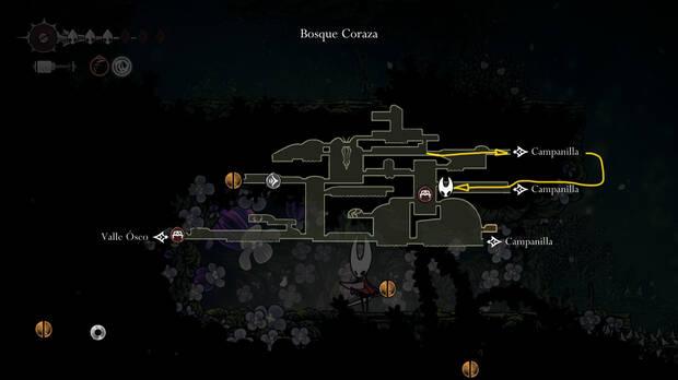 Hollow Knight Silksong - Localización en el mapa de Corazón de pólipo 05 de la misión Rito del pólipo