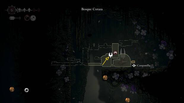 Hollow Knight Silksong - Localización en el mapa de Corazón de pólipo 01 de la misión Rito del pólipo