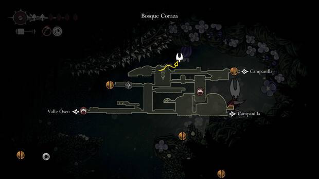Hollow Knight Silksong - Localización en el mapa de Corazón de pólipo 02 de la misión Rito del pólipo