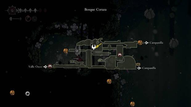 Hollow Knight Silksong - Localización en el mapa de Corazón de pólipo 03 de la misión Rito del pólipo