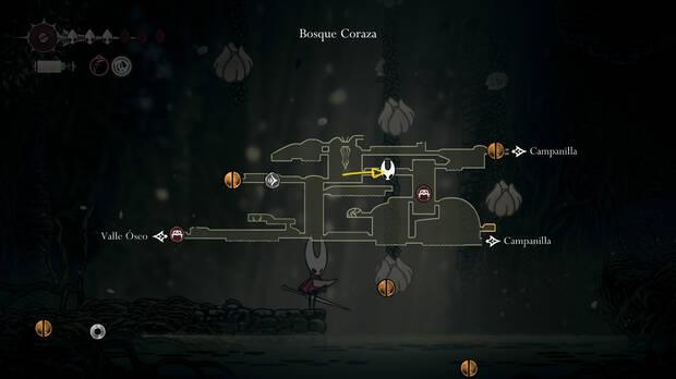 Hollow Knight Silksong - Localización en el mapa de Corazón de pólipo 04 de la misión Rito del pólipo