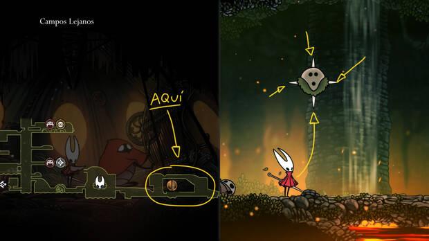 Hollow Knight Silksong - Localización en el mapa del inicio de la misión Púas maleables
