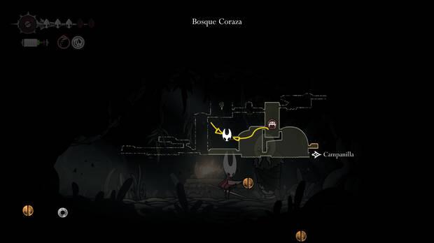 Hollow Knight Silksong - Ubicación en el mapa de la herramienta Bolsa pólipo