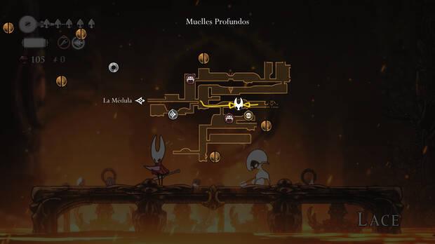 Hollow Knight Silksong - Localización en el mapa del primer combate contra el jefe final Lace