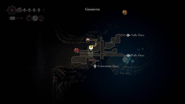 Hollow Knight Silksong - Localización en el mapa de Brote de plasmio 01 de la misión Asistente de alquimista