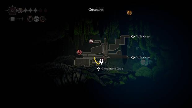 Hollow Knight Silksong - Localización en el mapa de Brote de plasmio 02 de la misión Asistente de alquimista