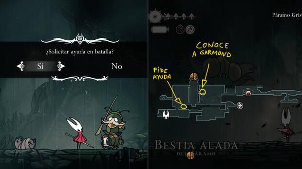 Hollow Knight Silksong - Dnde encontrar a Garmond y Zaza para pedirle ayuda contra el jefe final Bestia alada del Pramo