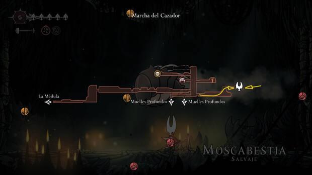 Hollow Knight Silksong - Localización en el mapa del jefe final Moscabestia Salvaje