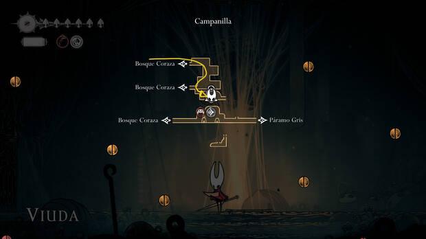 Hollow Knight Silksong - Localización en el mapa del jefe final Viuda