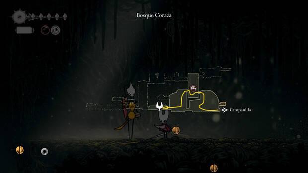 Hollow Knight Silksong - Ubicación de la comerciante Shakra y el mapa de Bosque Coraza