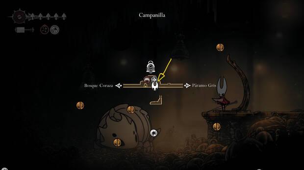 Hollow Knight Silksong - Ubicación en el mapa de la vía campana 06