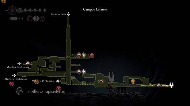 Hollow Knight Silksong - Ubicación en el mapa de la herramienta Tobilleras rapisedeñas