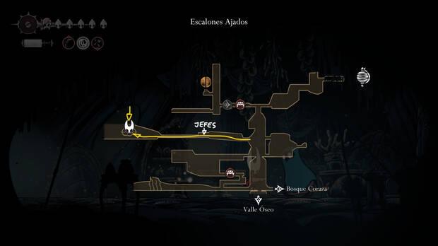 Hollow Knight Silksong - Localización en el mapa donde se desbloquea el Golpe concentrado