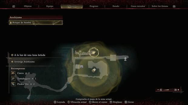 Onimusha: Way of the Sword - A la luz de una luna helada, ubicaci�n de la caja en la esquina nordeste del jard�n de la entrada de Arashiyama, contiene Hierro