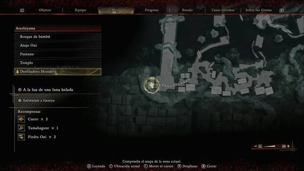 Onimusha: Way of the Sword - A la luz de una luna helada; ubicación de la caja con hierro templado al suroeste de la aldea del Desfiladero Hozukyo
