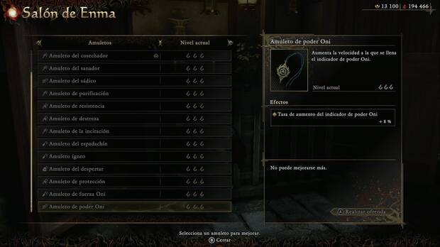 Onimusha: Way of the Sword - Amuletos, Amuleto de poder Oni