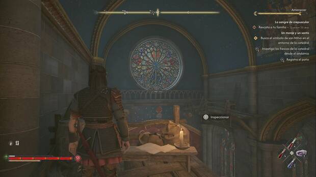 The Blood of Dawnwalker - Un monje y un santo; ubicaci�n del fresco con el s�mbolo de San Mihai