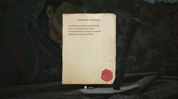 The Blood of Dawnwalker - El Torneo Lunar; Coen lee la nota en el centro del patio del laberinto