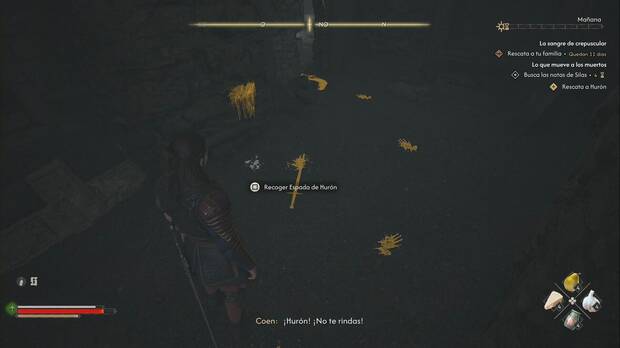 The Blood of Dawnwalker - Lo que mueve a los muertos; Espada de Hurón en el suelo de la cripta