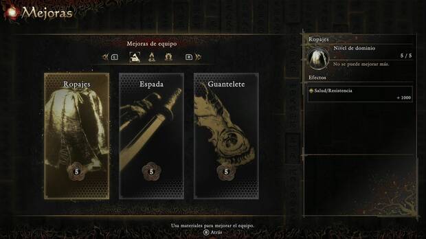 Onimusha: Way of the Sword - Mejoras, secci�n de Ropajes