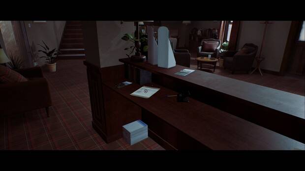 Silent Hill Townfall - Llegada; documento Aviso de la recepci�n del hotel en el mostrador de recepci�n del hotel