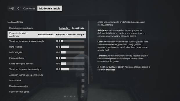 Control Resonant - Personalizar el nivel de dificultad desde el modo Asistencia
