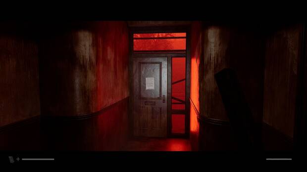 Silent Hill Townfall - Viaje al centro m�dico; ubicaci�n del aviso de andamio en la puerta del bloque de pisos del callej�n de la calle Flemington