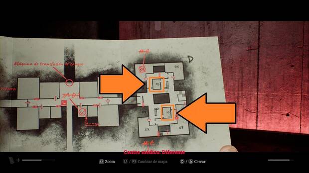 Silent Hill Townfall - Muchos en uno; ubicaci�n de las manivelas que hay que girar para salir de la zona este del centro m�dico