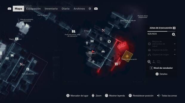 Control Resonant - Localización en el mapa para desbloquear la misión secundaria Supervivencia urbana