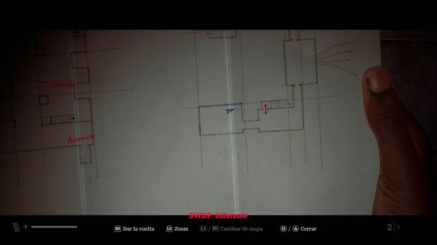 Silent Hill Townfall - Volver a intentarlo; ubicación de la sala suroeste de la primera planta, donde está la llave de caja fuerte 6