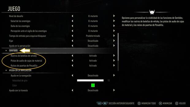 Marvel’s Wolverine - Opciones para desactivar los sentidos de rastrear coleccionables