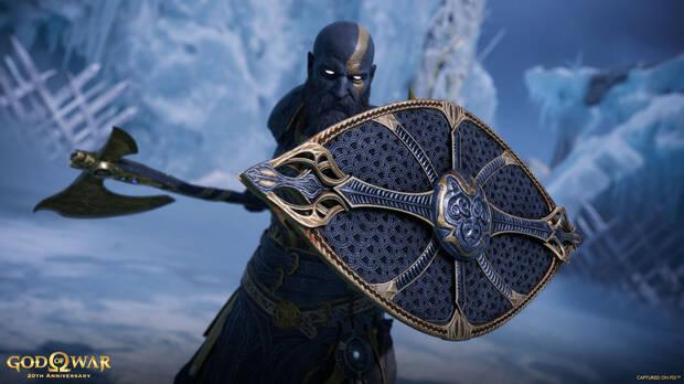 Nuevo aspecto de Kratos en God of War: Ragnarok.