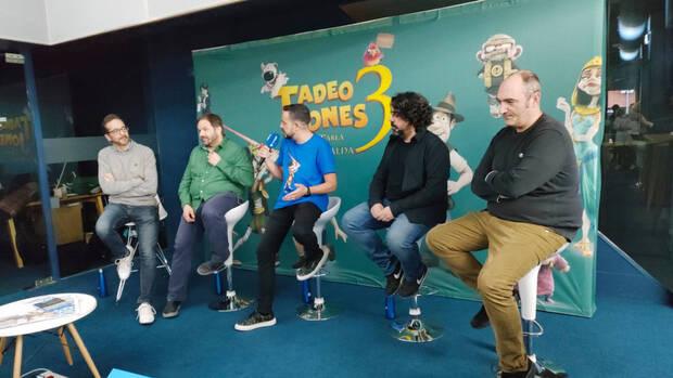 Un momento de la presentación de 'Tadeo Jones: La Tabla Esmeralda'.