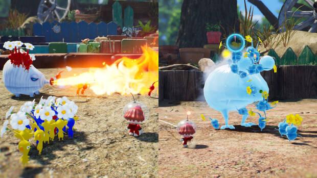 Aprovecha los puntos fuertes de cada tipo de Pikmin para salir airoso de las situaciones límite.